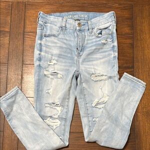 American Eagle Outfitters Blue Skinny Jeans Distressed